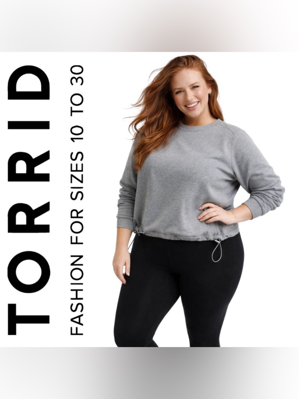 Torrid Heather Gray Super Soft Crewneck Bungee Sweatshirt, Large, NWT!